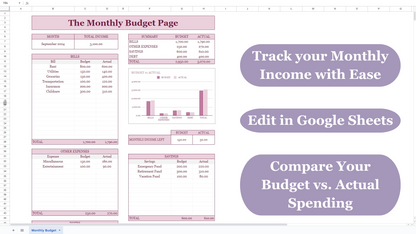 The Monthly Budget Page