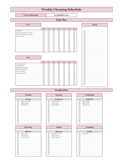 The Weekly Cleaning Schedule